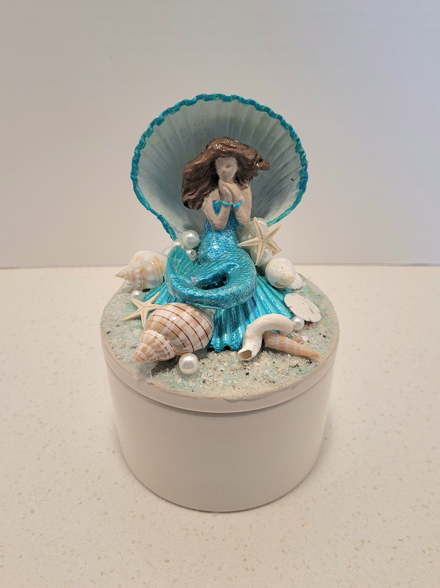 Mermaid Trinket Box - Teal Blue