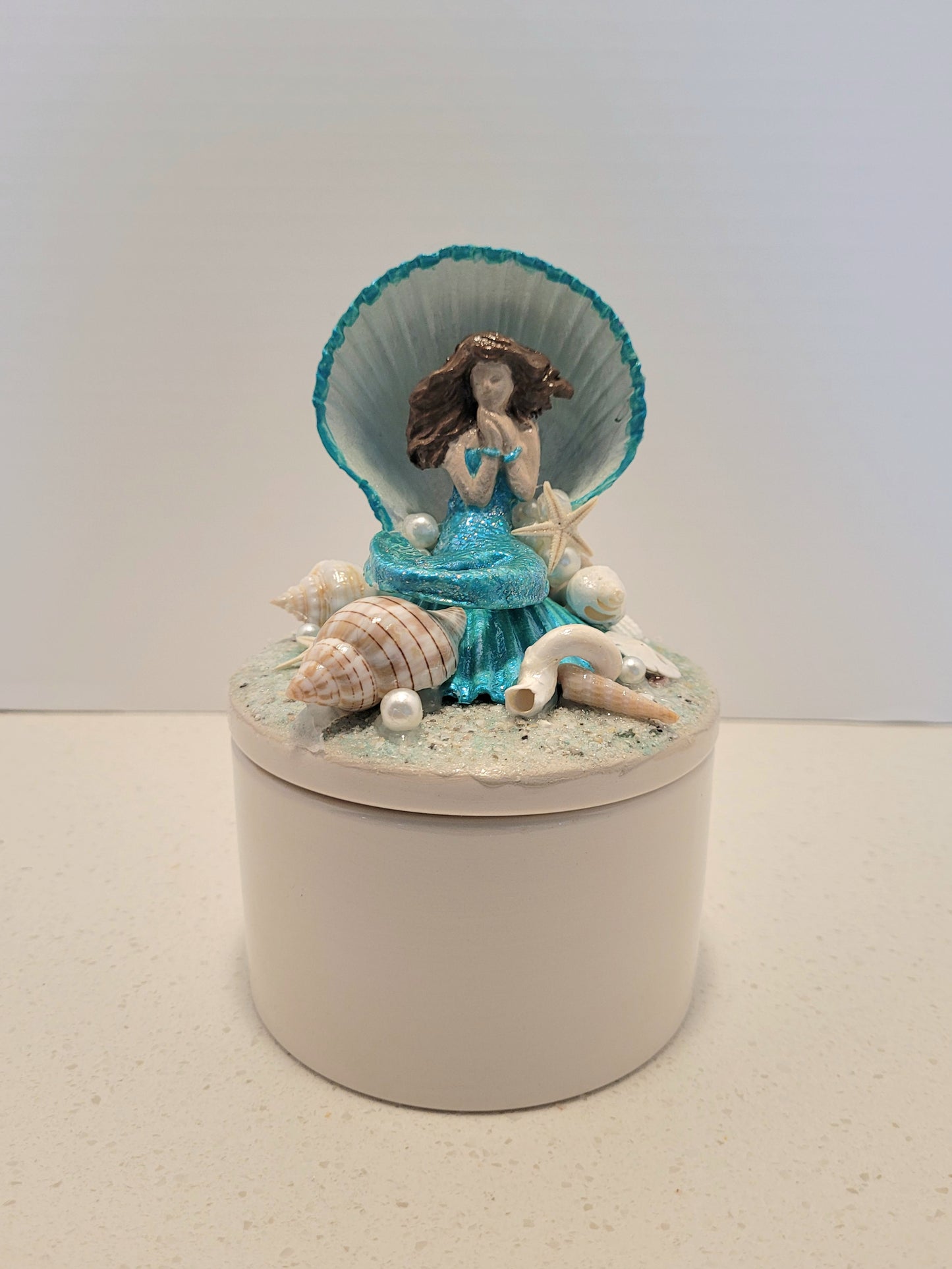 Mermaid Trinket Box - Teal Blue