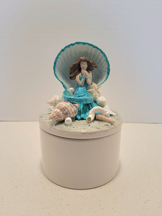 Mermaid Trinket Box - Teal Blue